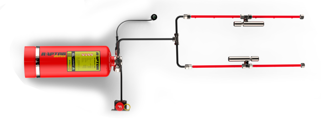 Raptor detex - sistema de Detección y extinción automática de incendios para todo tipo de vehículos, cocinas, equipos eléctricos y otros